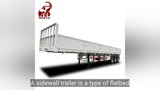 Huayu Factory 3 Achsen 20 Fuß 40 Fuß Länge Bulk Cargo Seitenwandanhänger 80 Tonnen Schwerlastzaun Sattelanhänger