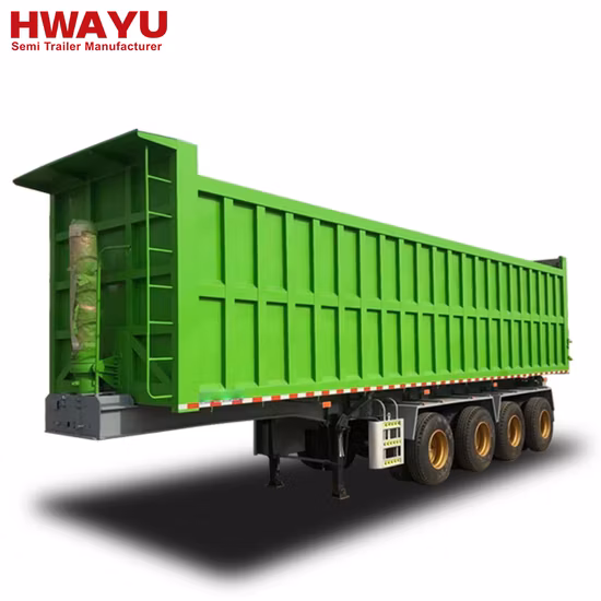 4-Achsen-Kippanhänger mit Hyva-Zylinder, hydraulischem Front-Hebesystem, 50-Tonnen- bis 200-Tonnen-Rahmen und Karosserie nach Maß, Sattelanhänger der berühmten chinesischen Marke,